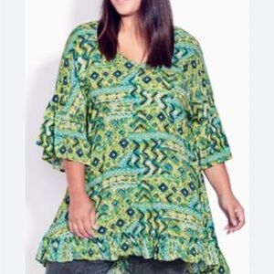 Avenue Green Blue Boho Tunic 18